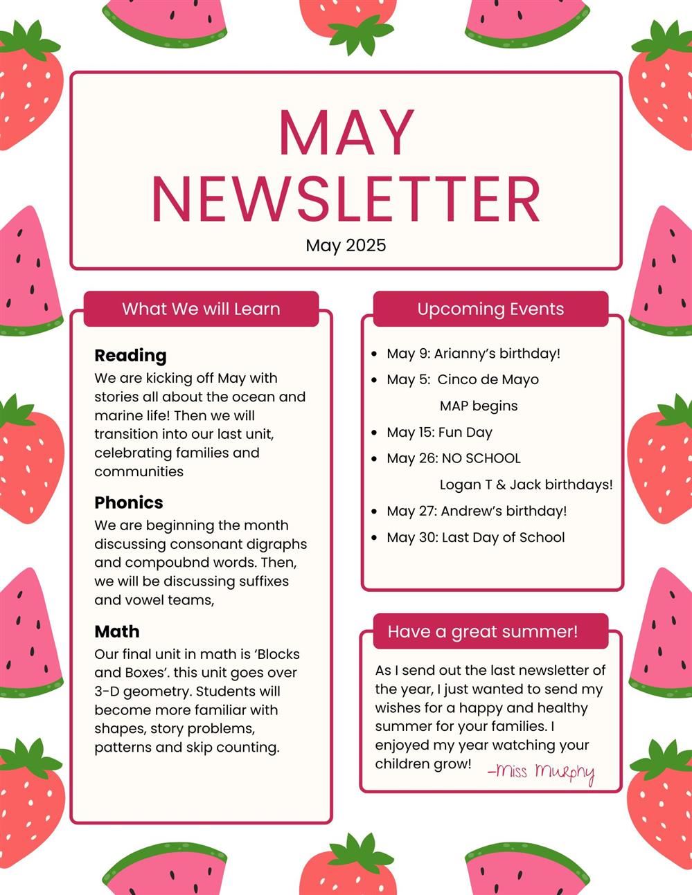 May Newsletter 2025